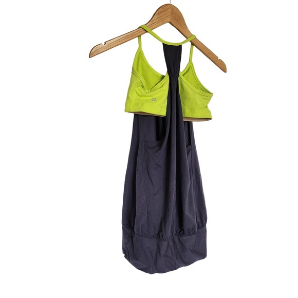 Lululemon No Limits Tank Gray and Neon Green Y2K Size 2 - Picture 5 of 6